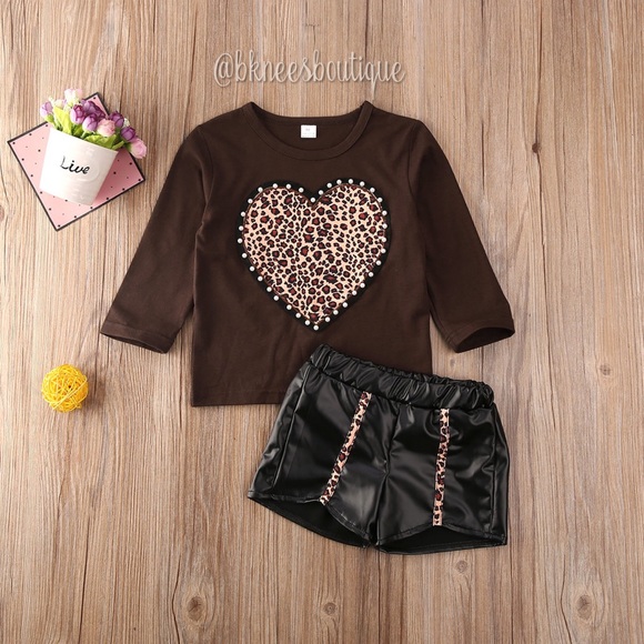 Other - Babygirl Cheetah Leather Rockstar Boutique Set